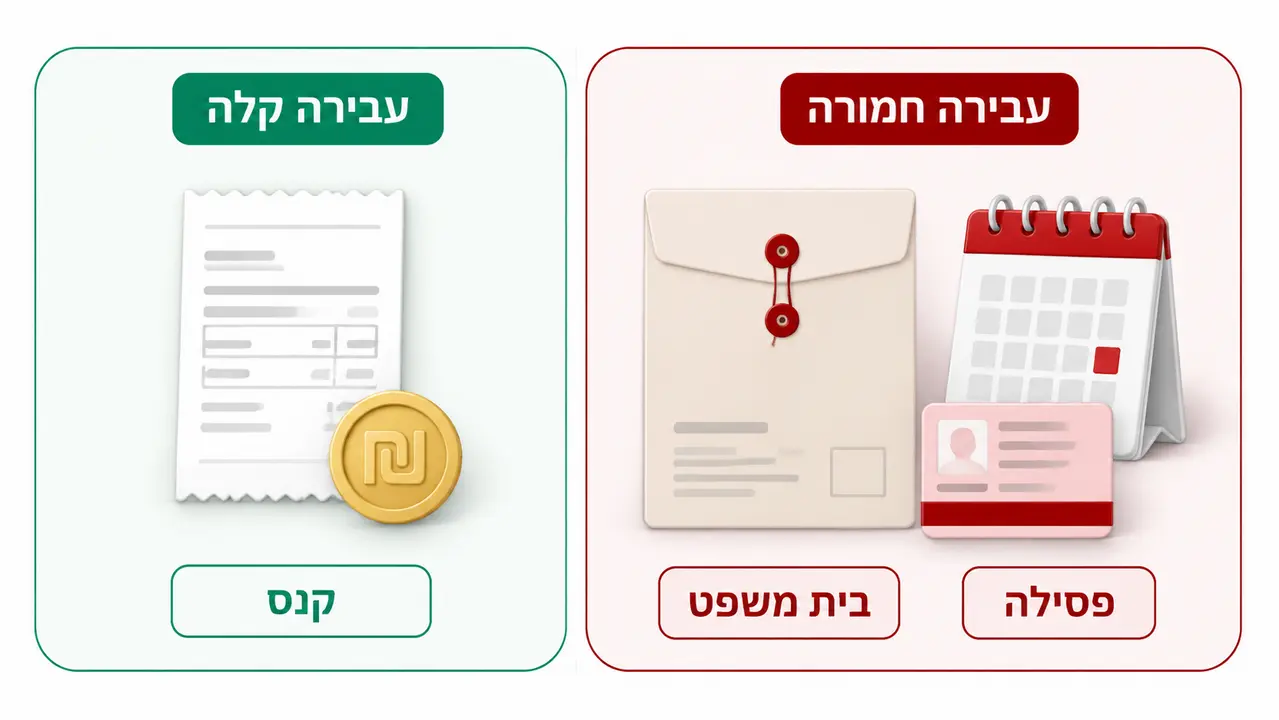 השוואה: עבירה קלה מול עבירה חמורה